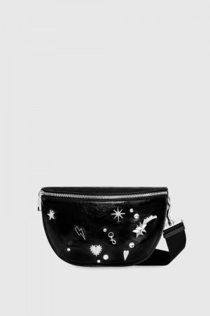 Borseta Dama Rebecca Minkoff Darren Belt Bag With Celestial Studs Negrii Argintii | 1823764-CL
