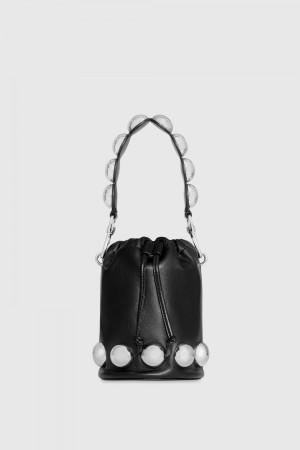 Geanta Crossbody Dama Rebecca Minkoff Bubble Stud Small Bucket Negrii Argintii | 3875941-DN