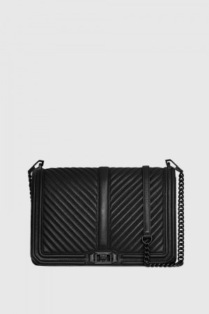 Geanta Crossbody Dama Rebecca Minkoff Chevron Quilted Jumbo Love Crossbody Negrii Negrii | 7482639-PI
