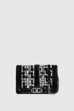 Geanta Crossbody Dama Rebecca Minkoff Chevron Quilted Small Love Crossbody Negrii Gri | 6718205-DQ