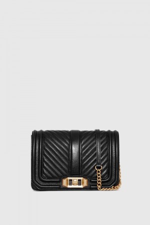 Geanta Crossbody Dama Rebecca Minkoff Chevron Quilted Small Love Crossbody Negrii Aurii Deschis | 6579041-SL