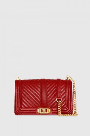 Geanta Crossbody Dama Rebecca Minkoff Chevron Quilted Love Crossbody Rosii | 5630192-SR