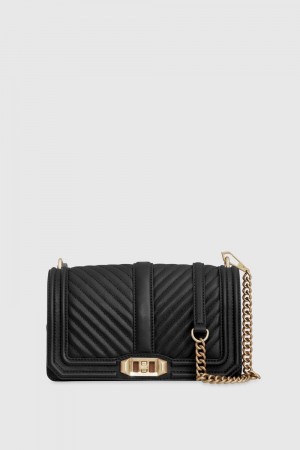 Geanta Crossbody Dama Rebecca Minkoff Chevron Quilted Love Crossbody Negrii Aurii Deschis | 4917852-DH