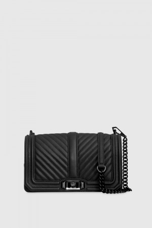Geanta Crossbody Dama Rebecca Minkoff Chevron Quilted Love Crossbody Negrii Negrii | 8136527-SC