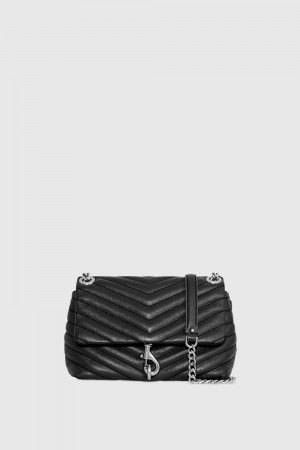 Geanta Crossbody Dama Rebecca Minkoff Edie Crossbody Negrii Argintii | 6495170-XW