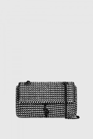 Geanta Crossbody Dama Rebecca Minkoff Edie Woven Medium Crossbody Negrii Albi | 4162097-DU