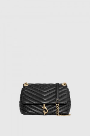 Geanta Crossbody Dama Rebecca Minkoff Edie Crossbody Negrii Aurii Deschis | 8490132-OV