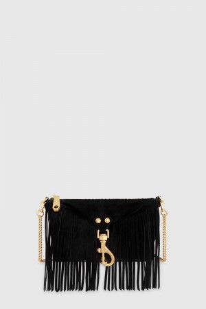 Geanta Crossbody Dama Rebecca Minkoff Mini Julian Crossbody With Fringe Negrii | 2580736-JW