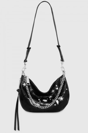 Geanta Crossbody Dama Rebecca Minkoff Zip Around Crossbody With Celestial Studs Negrii Argintii | 4216583-GU