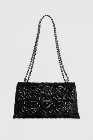 Geanta De Umar Dama Rebecca Minkoff Double Gusset Crossbody With Chain Quilt Negrii | 0123589-GC