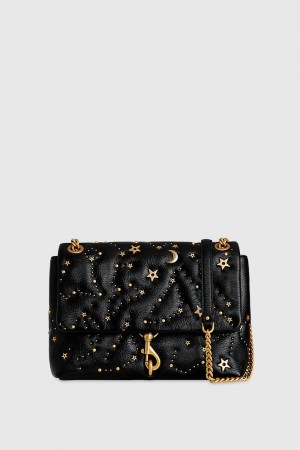 Geanta De Umar Dama Rebecca Minkoff Edie Flap Shoulder With Celestial Studs Negrii | 7258916-YF