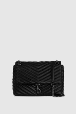 Geanta De Umar Dama Rebecca Minkoff Edie Flap Shoulder Bag Negrii Gri | 8425193-NW