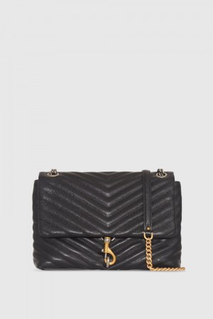 Geanta De Umar Dama Rebecca Minkoff Edie Flap Shoulder Bag Negrii Colorati | 8364270-GM