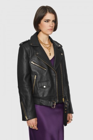Leather Dama Rebecca Minkoff Jett Moto Negrii | 9153604-LC