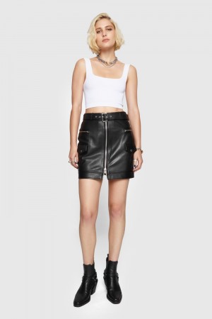 Leather Dama Rebecca Minkoff Jett Moto Skirt Negrii | 2386417-TI