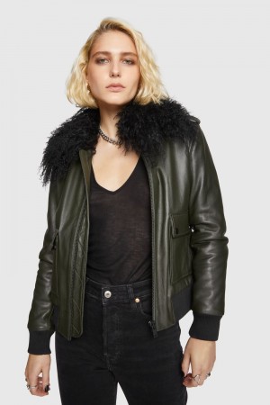 Leather Dama Rebecca Minkoff Orly Aviator Jacket Colorati | 6470813-EV