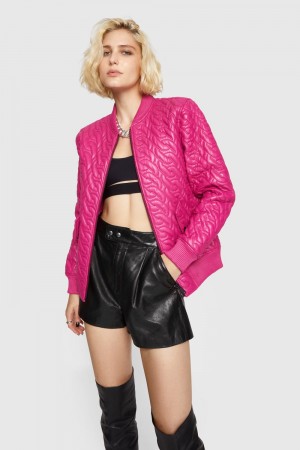 Leather Dama Rebecca Minkoff Ryder Chain Quilt Bomber Roz | 2409378-SK