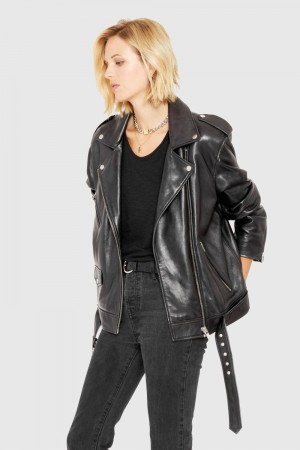 Leather Dama Rebecca Minkoff Tabitha Moto Negrii | 8043957-SW