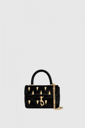 New Arrivals Dama Rebecca Minkoff Edie Top Handle With Heart Studs Negrii | 2189450-EJ