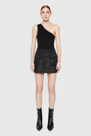 Pantalonii Dama Rebecca Minkoff Jodie Denim Mini Skirt Negrii | 4380967-JC