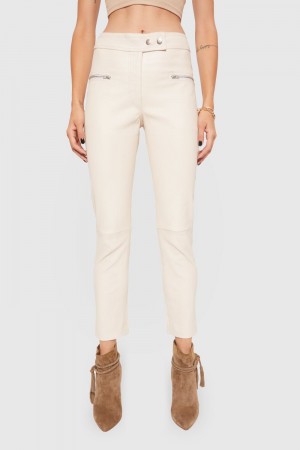 Pantalonii Dama Rebecca Minkoff Poppy Leather Legging Bej | 7238149-OL