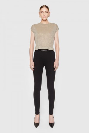 Pantalonii Dama Rebecca Minkoff Sienna Chain Embellished Legging Negrii | 4795130-XI