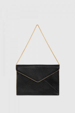 Poșete Dama Rebecca Minkoff Leo Clutch With Chain Strap Negrii Aurii Deschis | 7136028-GE