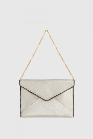 Poșete Dama Rebecca Minkoff Leo Clutch With Chain Strap Champagne | 3817256-WU