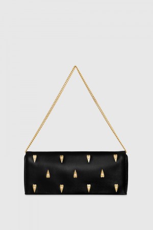 Poșete Dama Rebecca Minkoff Slim Clutch With Heart Studs Negrii | 6089471-KC