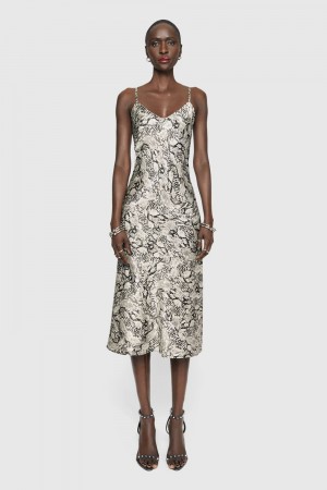 Rochie Dama Rebecca Minkoff Verona Slip Dress Negrii Albi Snakeskin | 8725649-JP