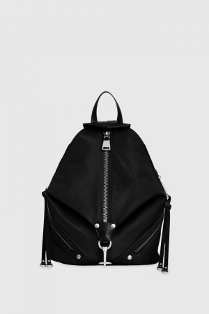 Rucsacuri Dama Rebecca Minkoff Nylon Medium Zip Julian Backpack Negrii Argintii | 0561742-CU