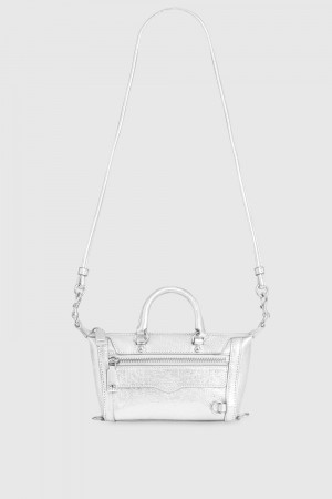 Top Handle Bags Dama Rebecca Minkoff Micro Mini M.A.B. Argintii Argintii | 0924715-PO