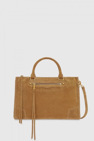 Top Handle Bags Dama Rebecca Minkoff Regan Satchel Walnut | 8105624-KH