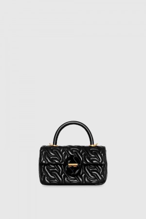 Top Handle Bags Dama Rebecca Minkoff Top Handle Crossbody With Chain Quilt Negrii | 5284970-UX