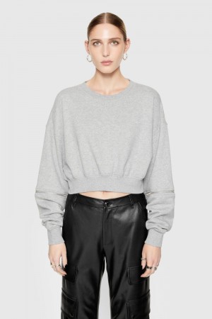 Topuri Dama Rebecca Minkoff Annie Zip Sleeve Sweatshirt Gri | 1938740-LX