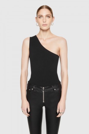 Topuri Dama Rebecca Minkoff Bonnie One-Shoulder Bodysuit Negrii | 2798436-ME