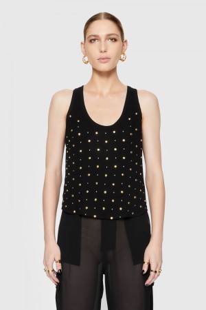 Topuri Dama Rebecca Minkoff Bridget Embellished Tank Negrii | 2845706-PI