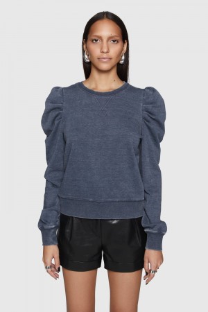 Topuri Dama Rebecca Minkoff Janine Sweatshirt Indigo Albastru Deschis | 0615372-YC