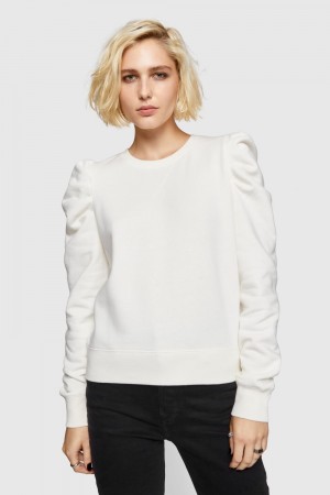 Topuri Dama Rebecca Minkoff Janine Sweatshirt Ecru | 8546702-LP