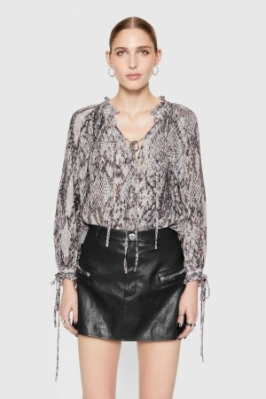 Topuri Dama Rebecca Minkoff Rosalie Printed Blouse Python Print | 4308715-JT