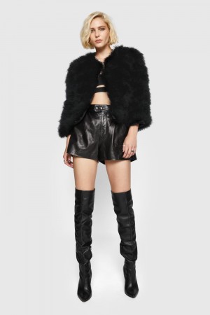 Îmbrăcăminte Exterioară Dama Rebecca Minkoff Pacha Feather Jacket Negrii | 5467320-AB