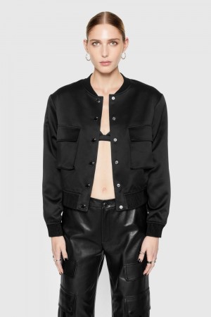 Îmbrăcăminte Exterioară Dama Rebecca Minkoff Lucy Satin Bomber Negrii | 4526813-YD